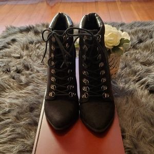 Forever21 Black Suede Laced Up Boots